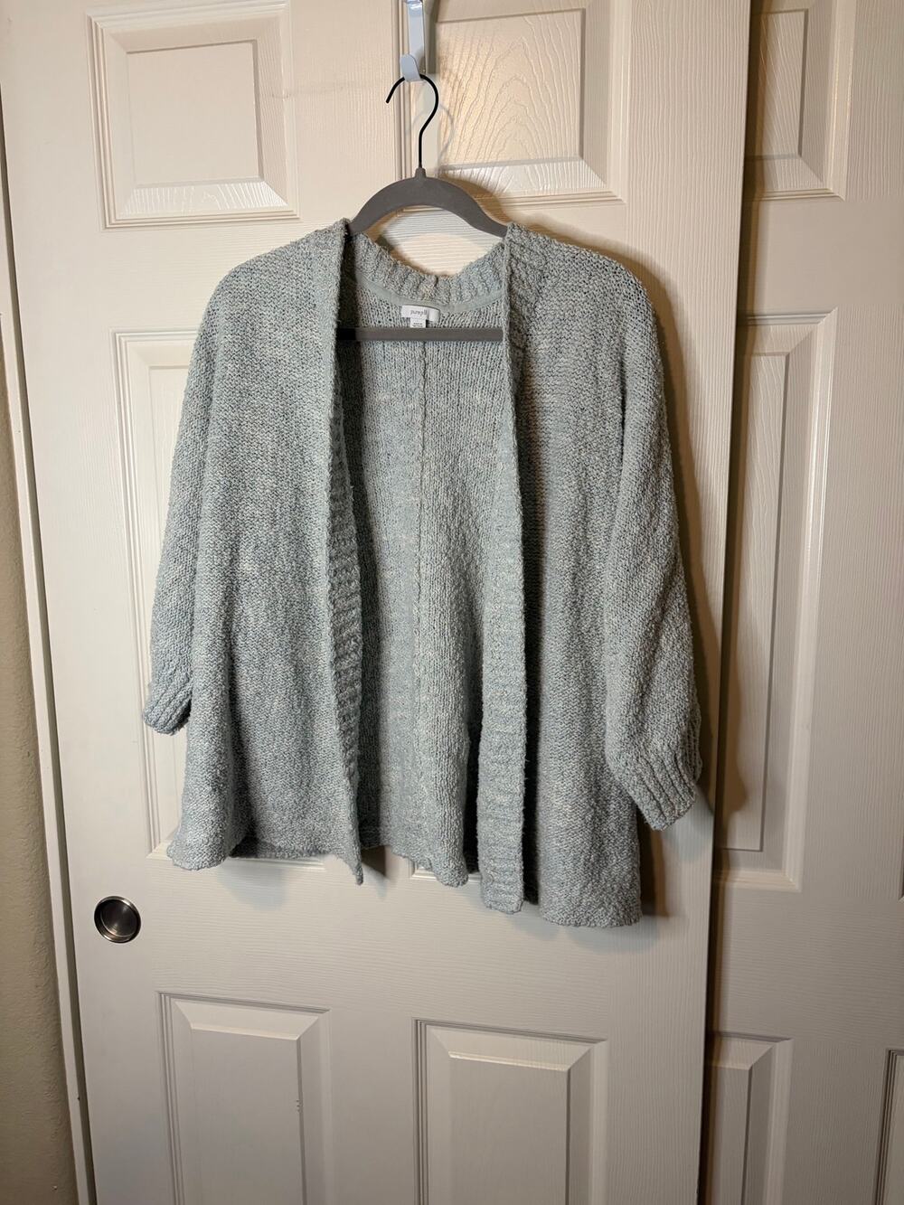 Women’s J Jill Sea Blue Knitted 3/4 Sleeve Cocoon Sweater Cotton Blend 2X
